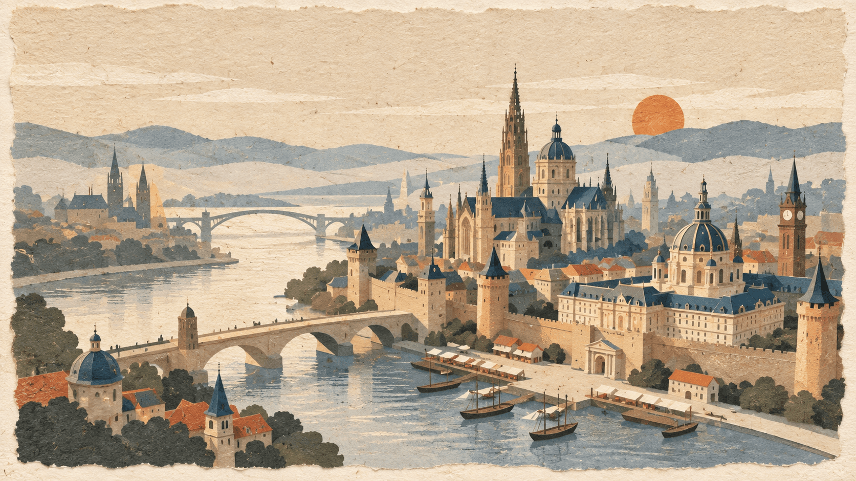 Paper illustration of a city scene
