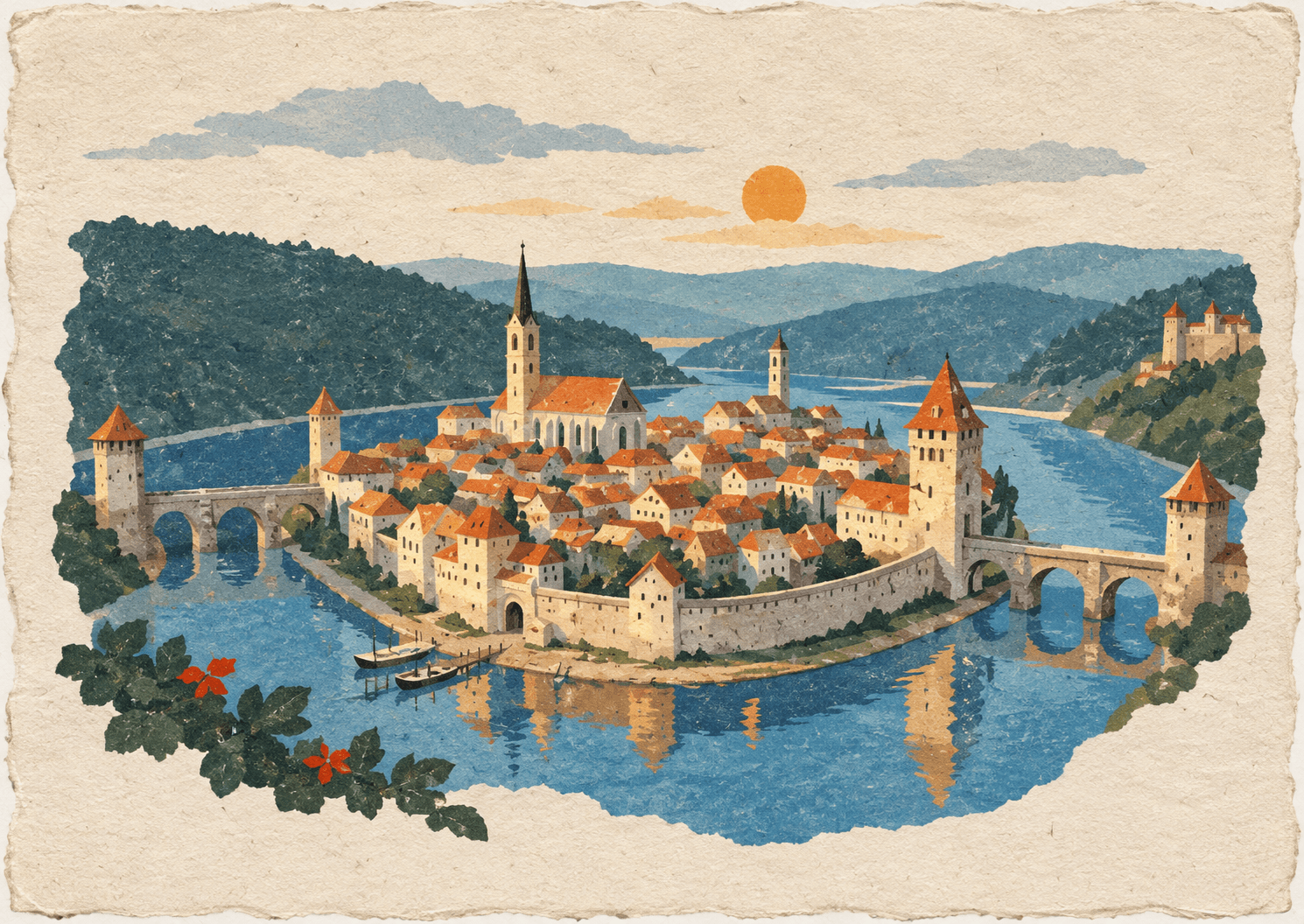 Paper illustration of a national park landscape