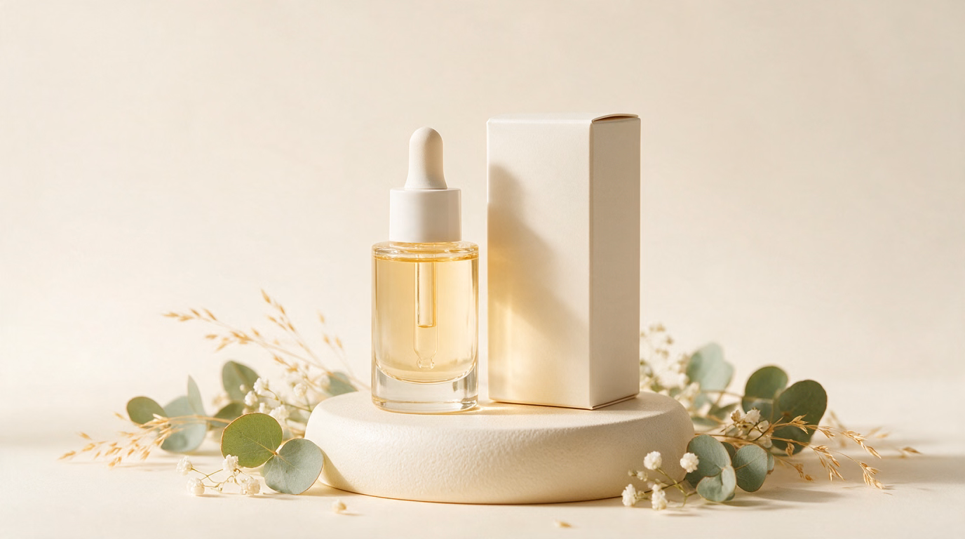 Luxury skincare serum product photography